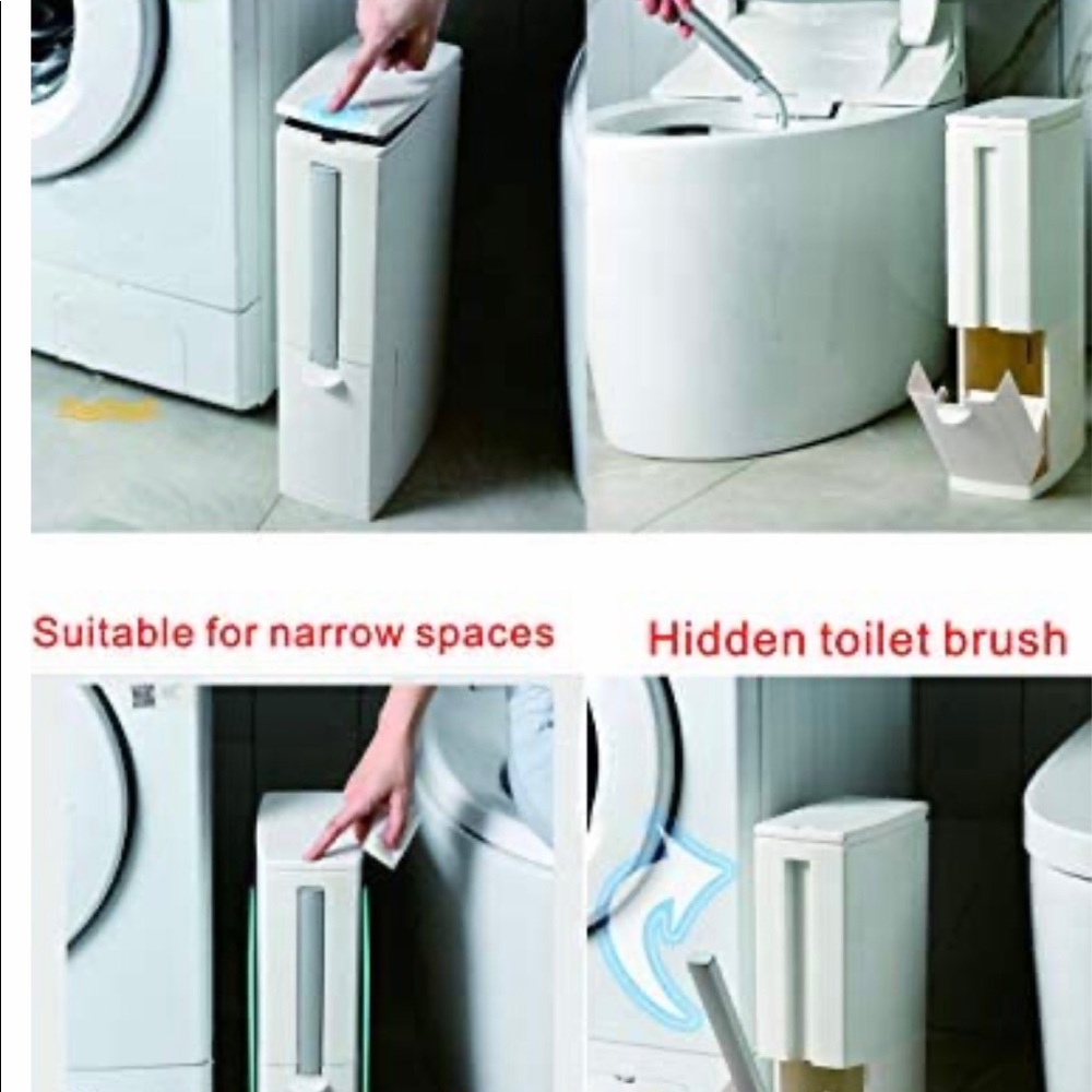 NEW CQ 2in1 rectangle waste can with toilet brush